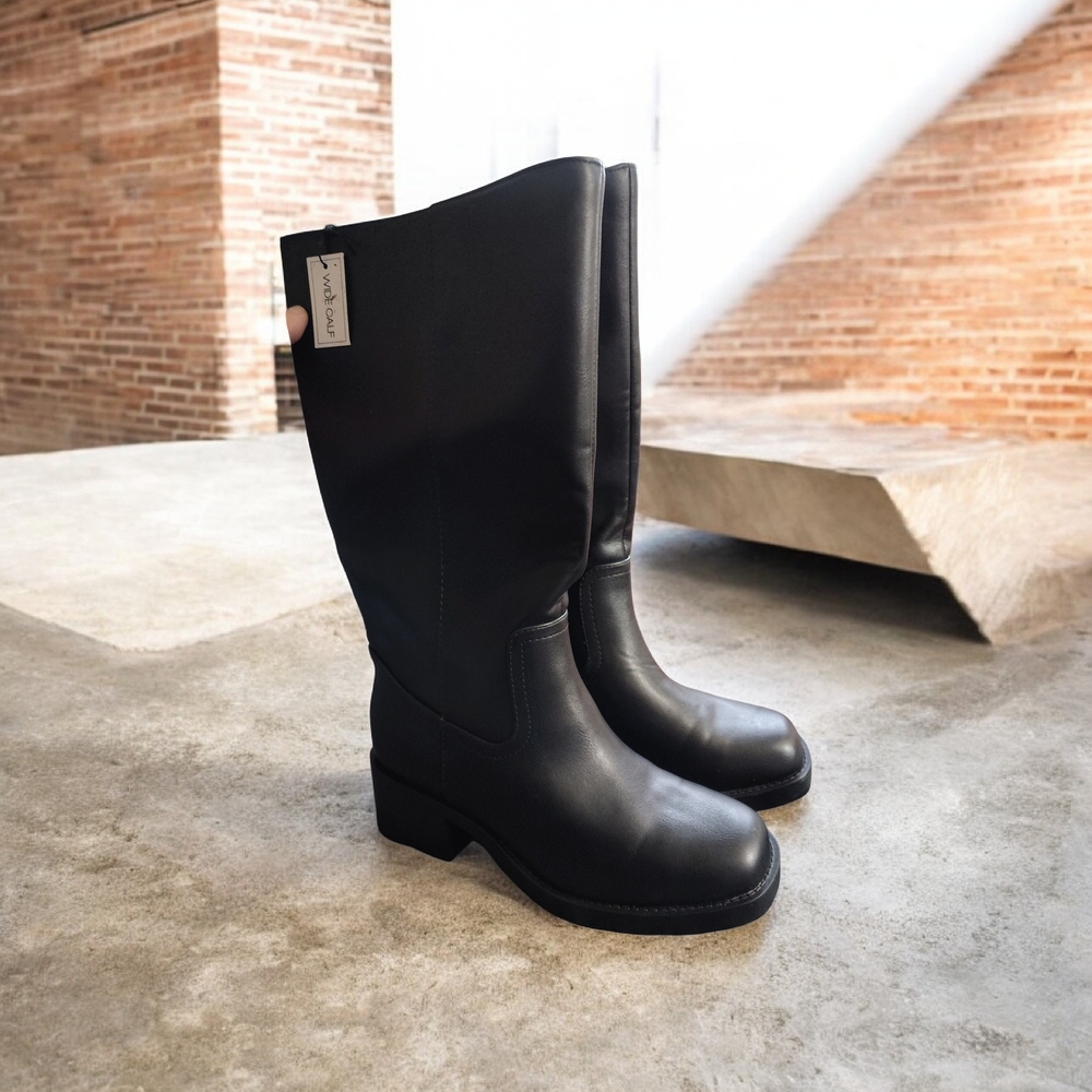 Soda New Mid Length Black Leather Women's Boots 9W